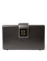 Dolce & Gabbana Steel Gray Leather Box Shape Shoulder Gold DG Logo Plaque Bag